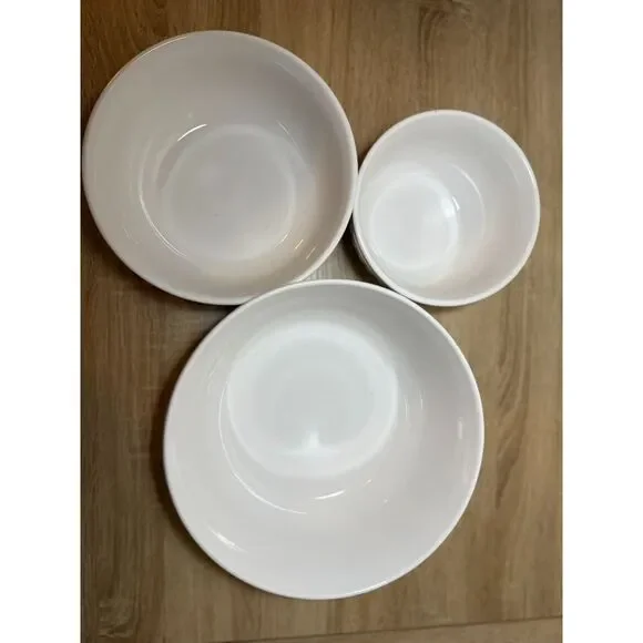 Totally Today White Embossed Nesting Bowls Minimalist French Country Cottagecore - Picture 5 of 11